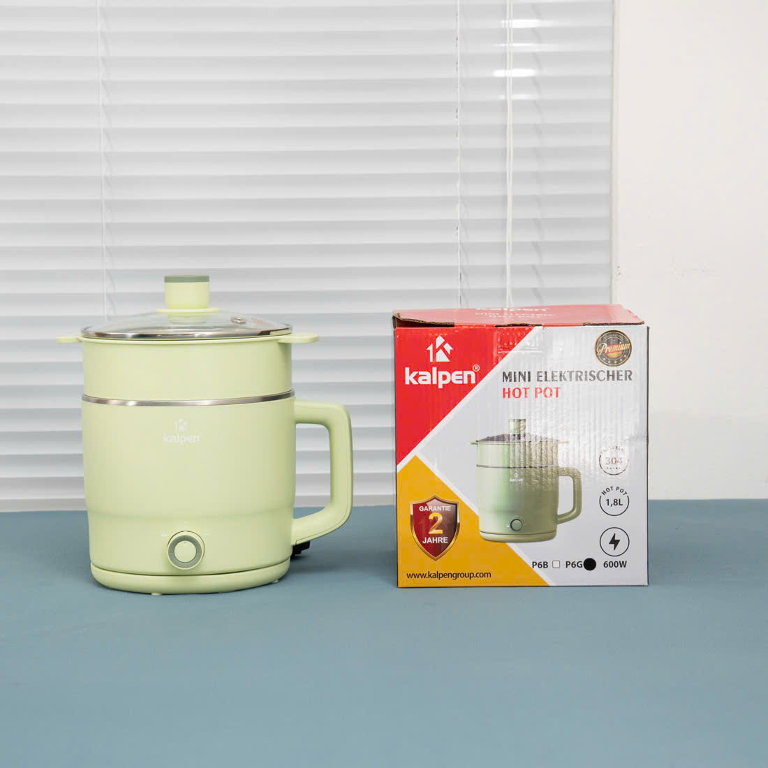 Nồi lẩu điện mini đa năng Kalpen P6G dung tích 1.8L kèm xửng hấp