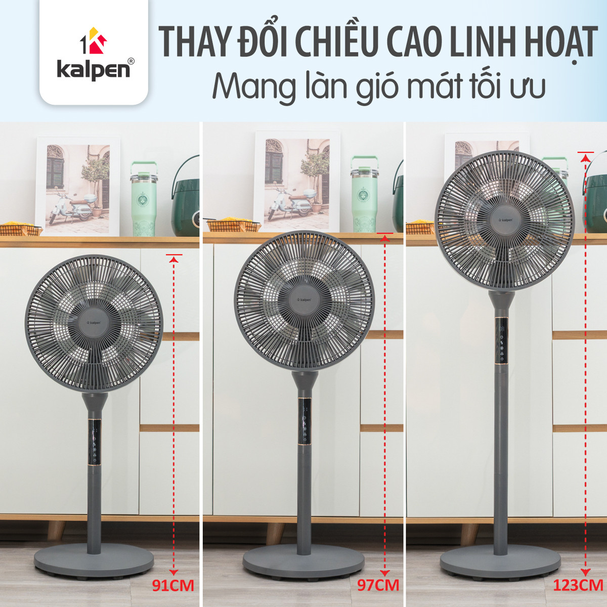 Quạt tuần hoàn không khí 360 độ Kalpen 7 cánh F12