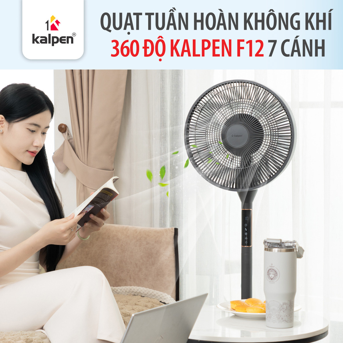 Quạt tuần hoàn không khí 360 độ Kalpen 7 cánh F12