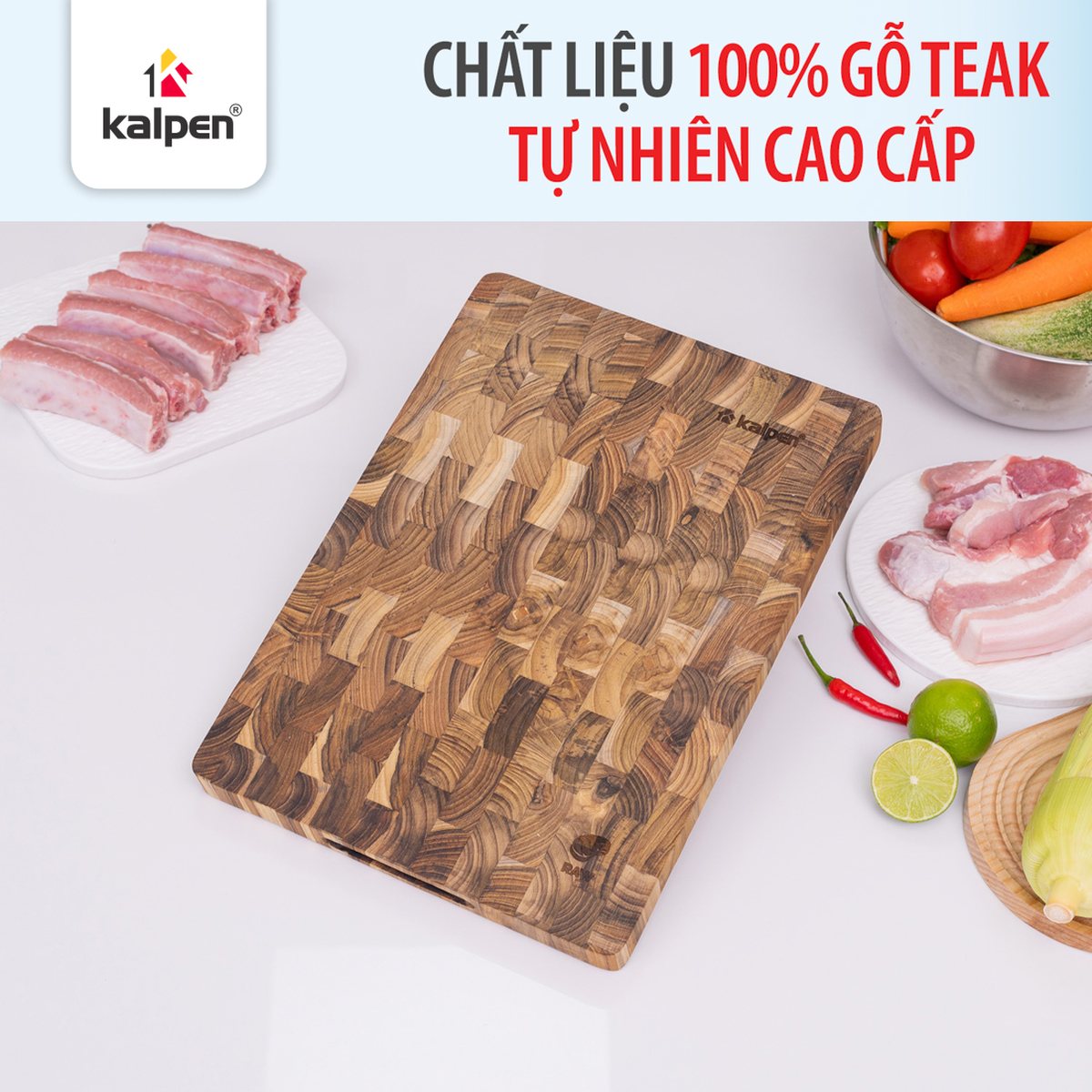 Thớt gỗ Teak tự nhiên Kalpen T7