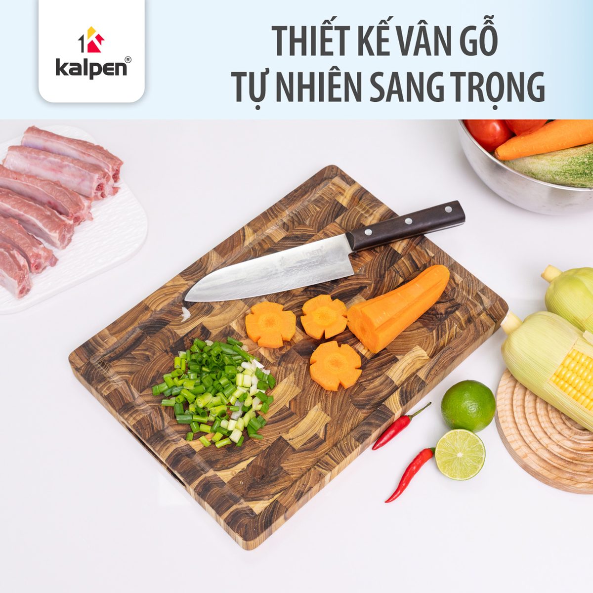 Thớt gỗ Teak tự nhiên Kalpen T7