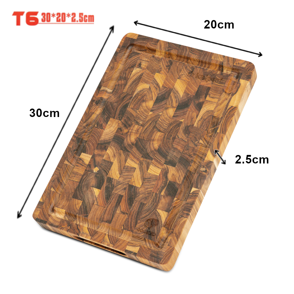 Thớt thái chữ nhật gỗ Teak tự nhiên Kalpen T6