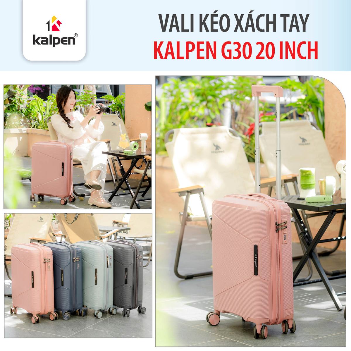 Vali du lịch xách tay có khóa số Kalpen 20 inch G30