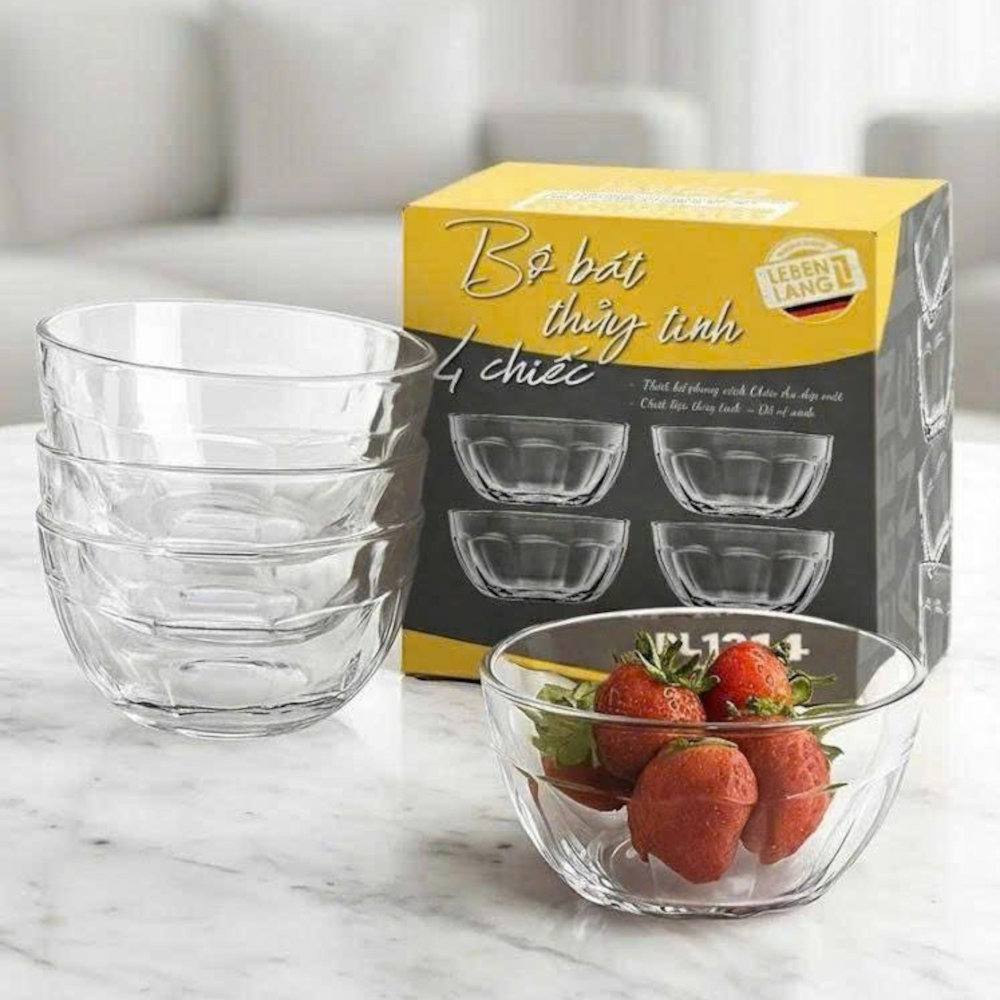 Bộ 4 bát thủy tinh CEREAL Lebenlang LBL1215