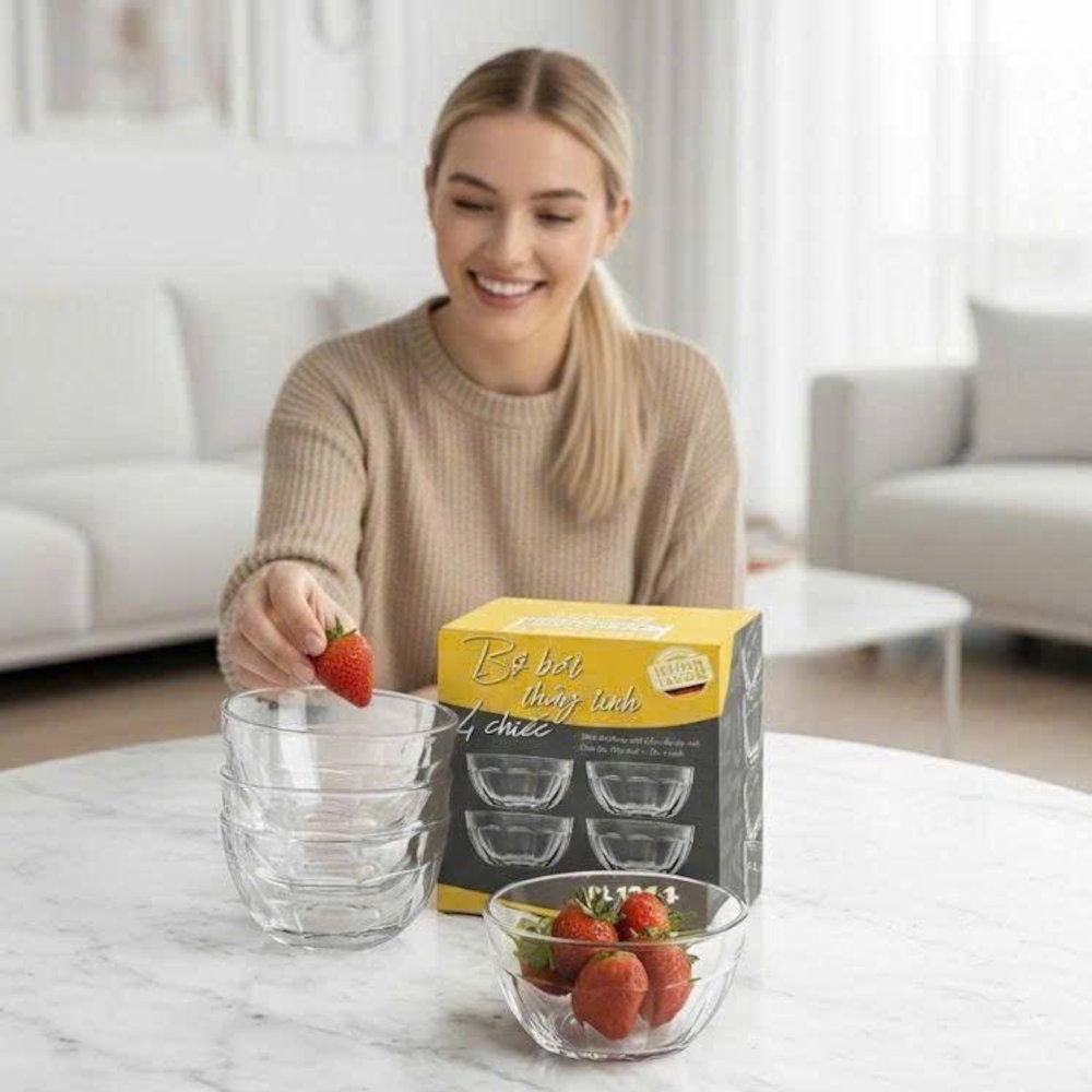 Bộ 4 bát thủy tinh CEREAL Lebenlang LBL1215