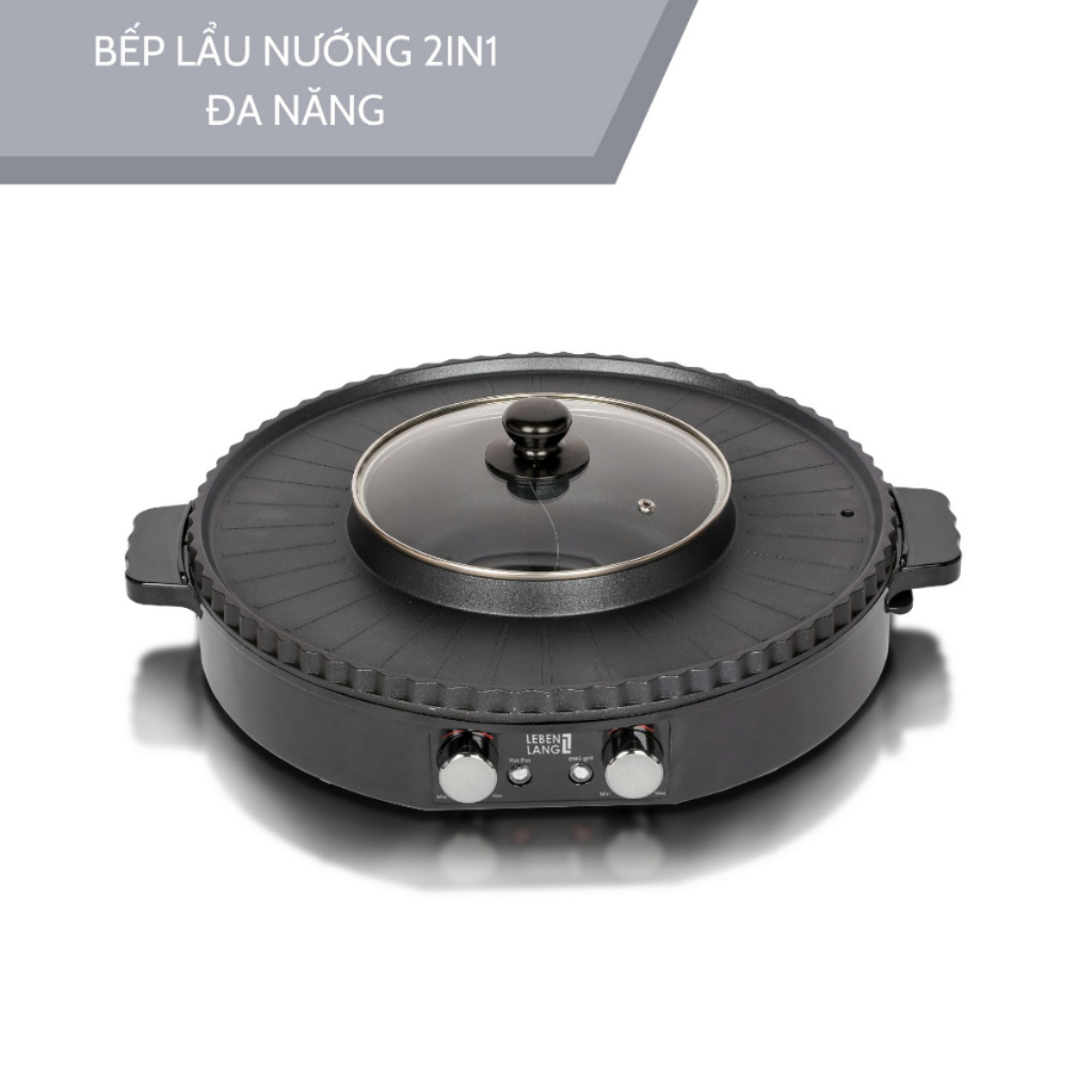 Bếp lẩu nướng điện 2 ngăn Lebenlang LBTT5288 công suất 1800W