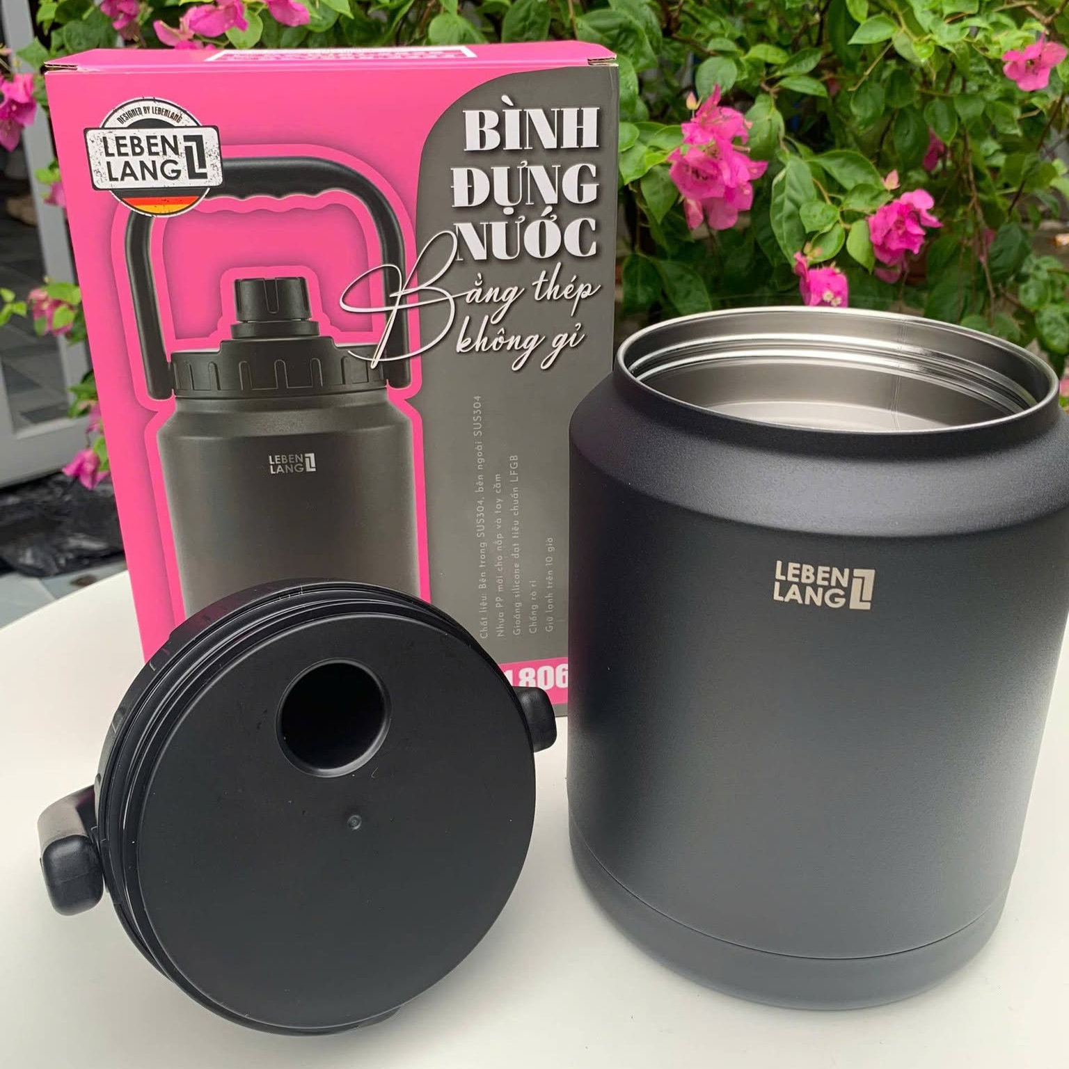 Bình đựng nước giữ nhiệt Inox 304 Lebenlang LBL1806