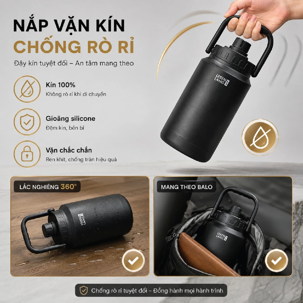 Bình đựng nước giữ nhiệt Inox 304 Lebenlang LBL1806
