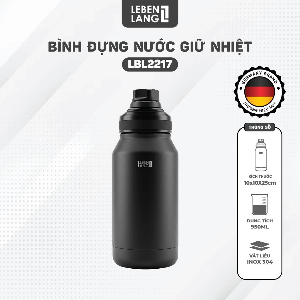 Bình giữ nhiệt Inox 304 Lebenlang LBL2217 dung tích 950ml có quai xách