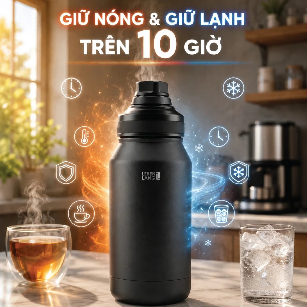 Bình giữ nhiệt Inox 304 Lebenlang LBL2217 dung tích 950ml có quai xách