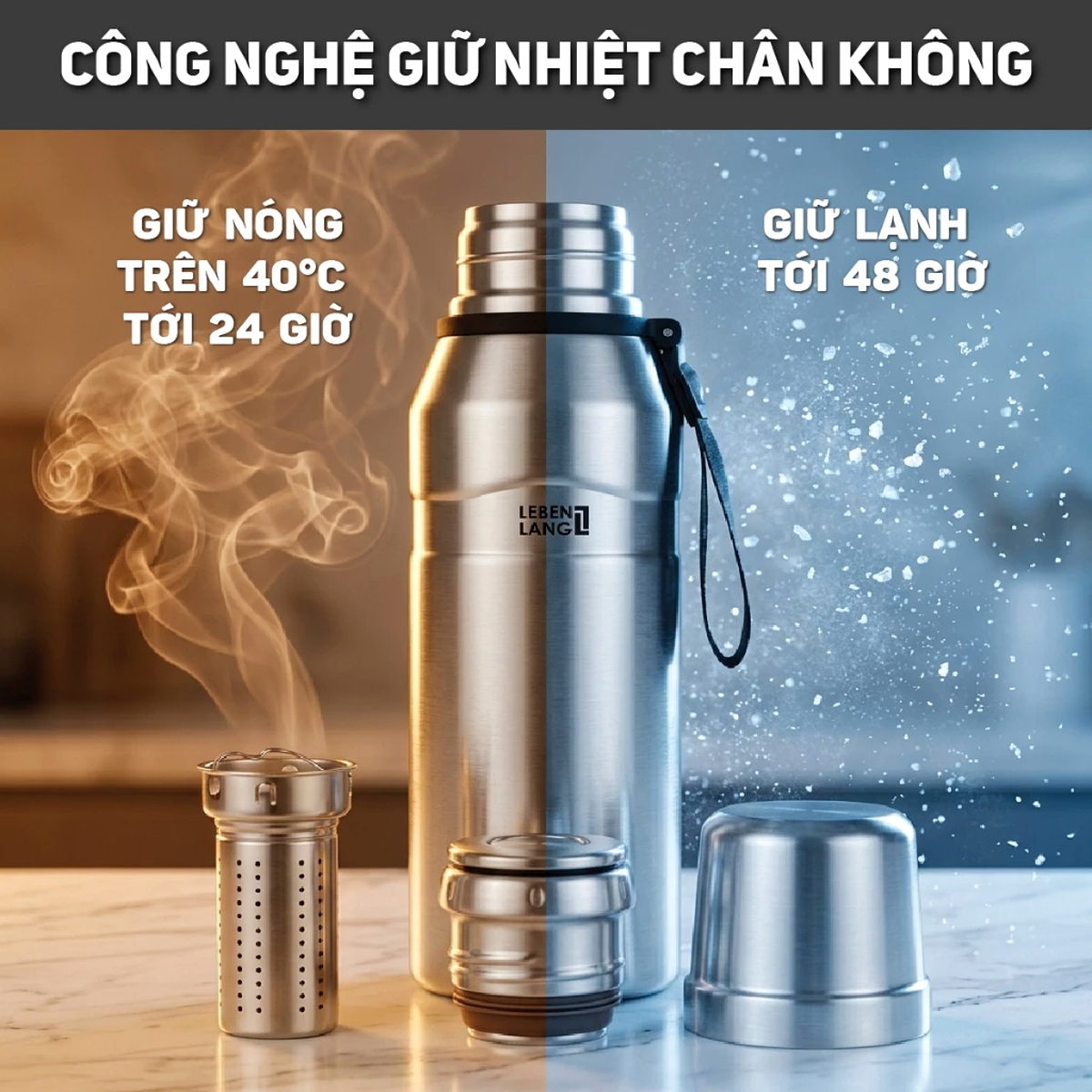 Bình giữ nhiệt Inox 304 Lebenlang LBL2224