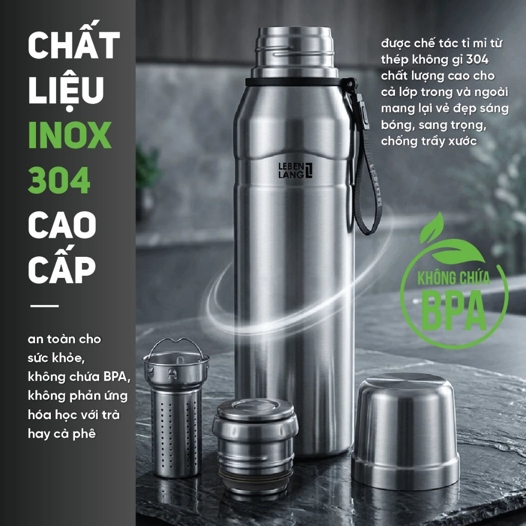 Bình giữ nhiệt Inox 304 Lebenlang LBL2225