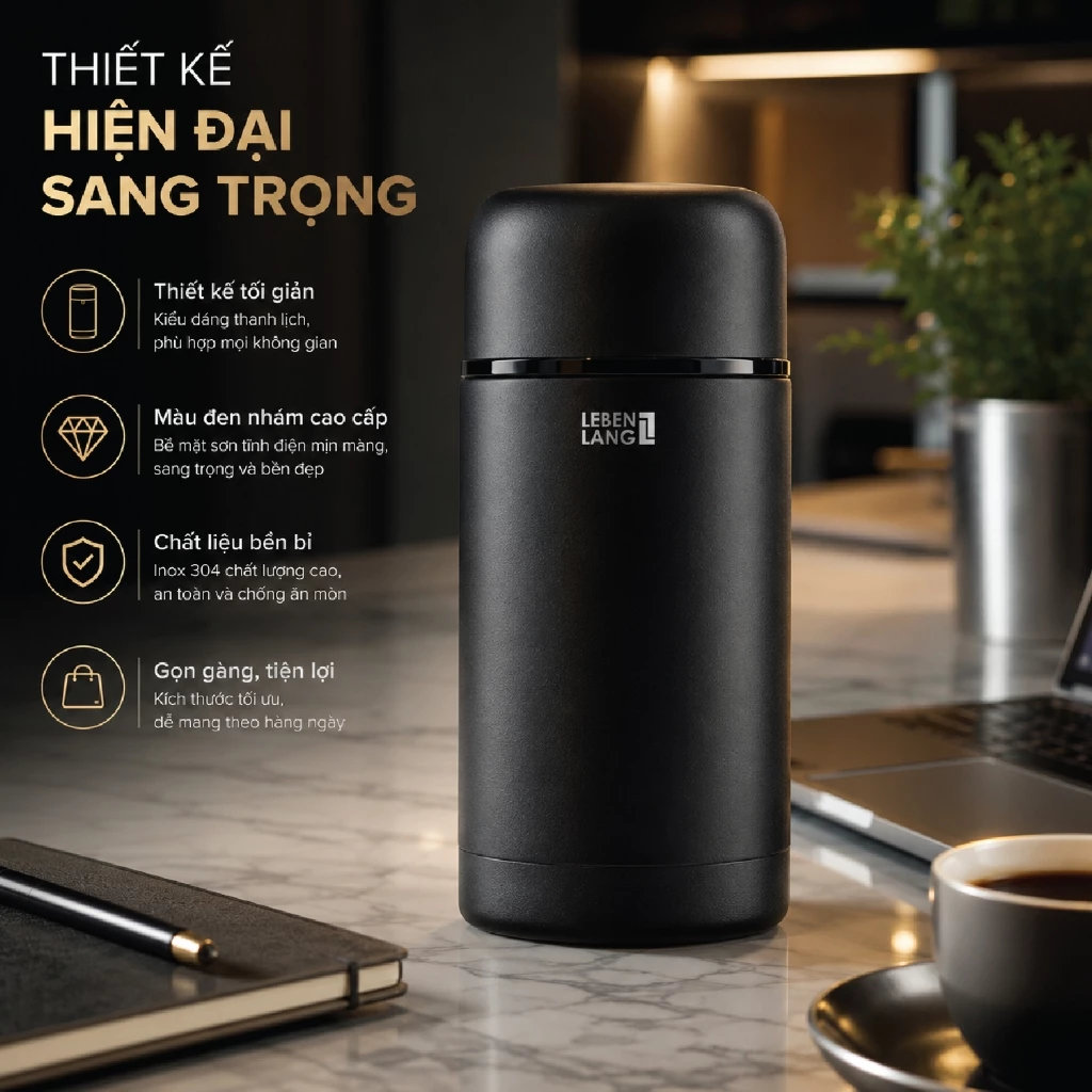 Bình ủ cháo giữ nhiệt Inox 304 Lebenlang LBL1802 dung tích 1000ml