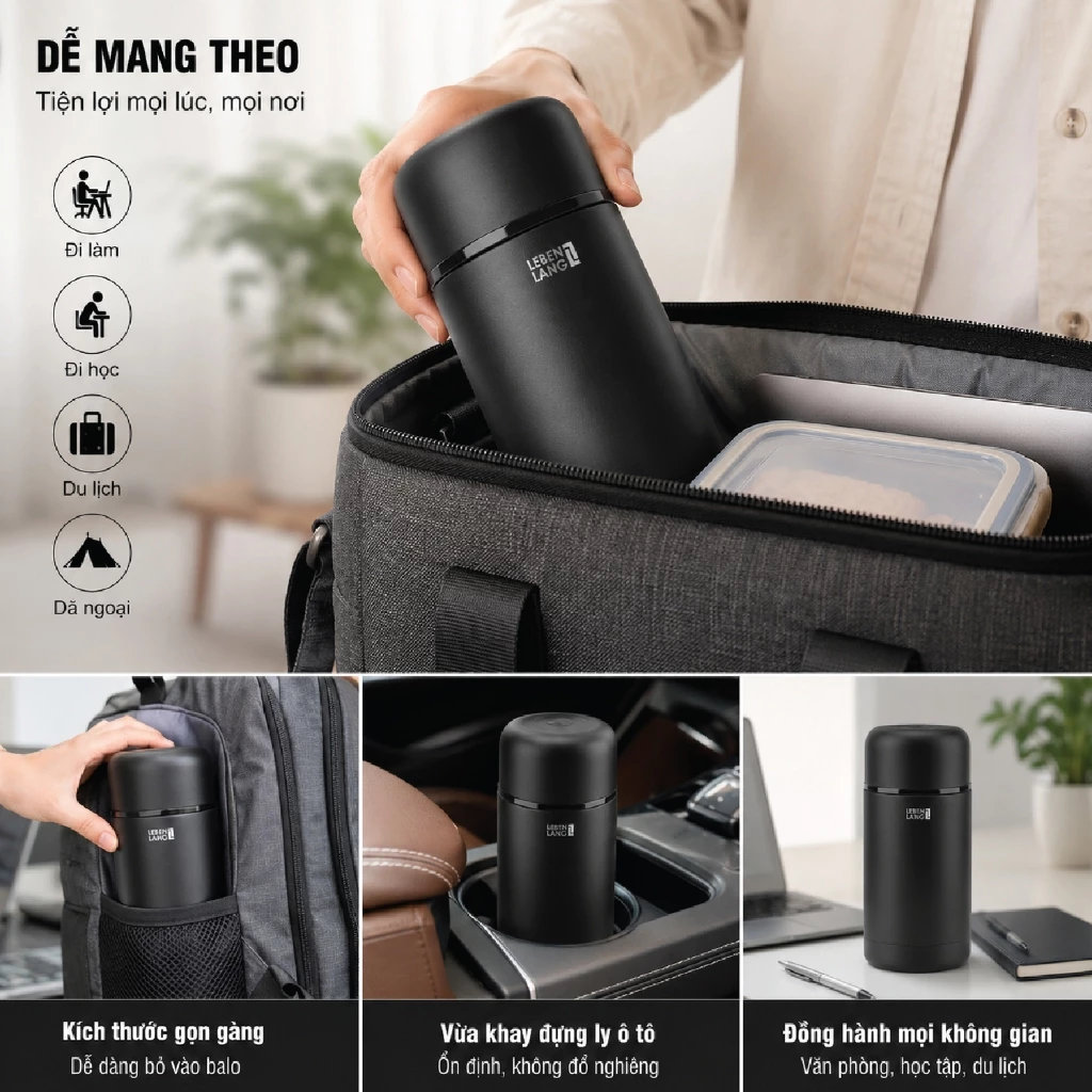 Bình ủ cháo giữ nhiệt Inox 304 Lebenlang LBL1802 dung tích 1000ml
