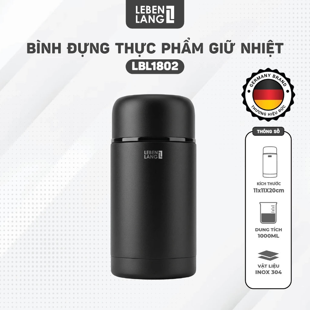 Bình ủ cháo giữ nhiệt Inox 304 Lebenlang LBL1802 dung tích 1000ml