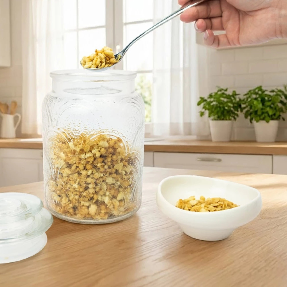 Bộ 3 hũ thuỷ tinh Lebenlang LBL1210 hoa văn nổi