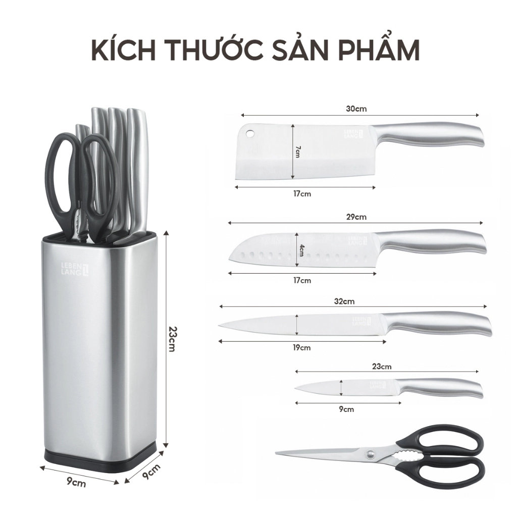 Bộ dao kéo nhà bếp 5 món Lebenlang LBL1956