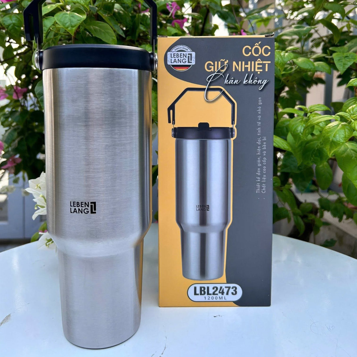 Cốc giữ nhiệt inox 304 Lebenlang LBL2473, dung tích 1.2L, có quai xách