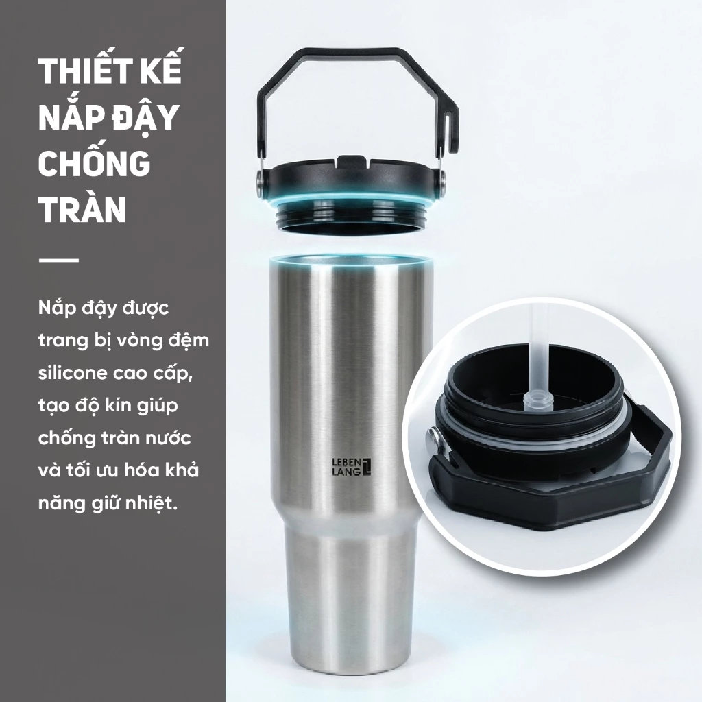 Cốc giữ nhiệt inox 304 Lebenlang LBL2473, dung tích 1.2L, có quai xách