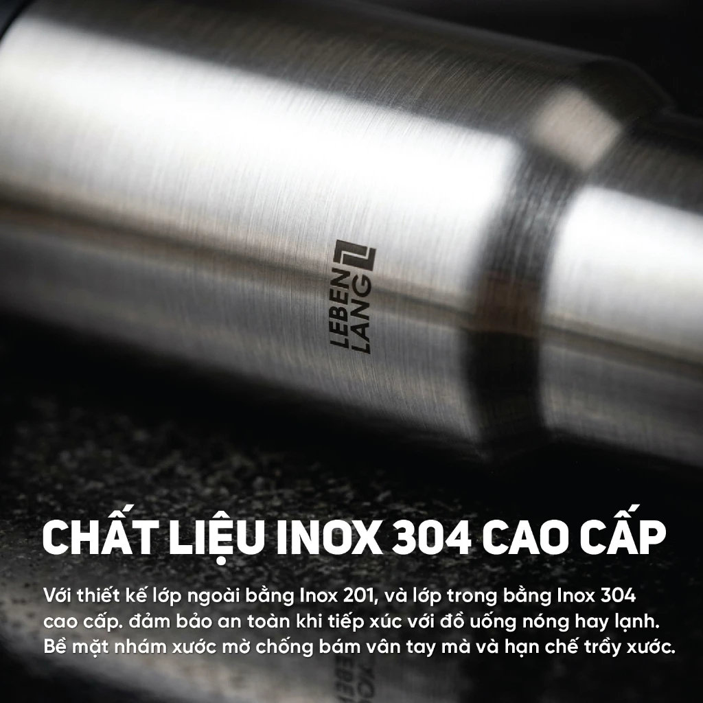 Cốc giữ nhiệt inox 304 Lebenlang LBL2473, dung tích 1.2L, có quai xách