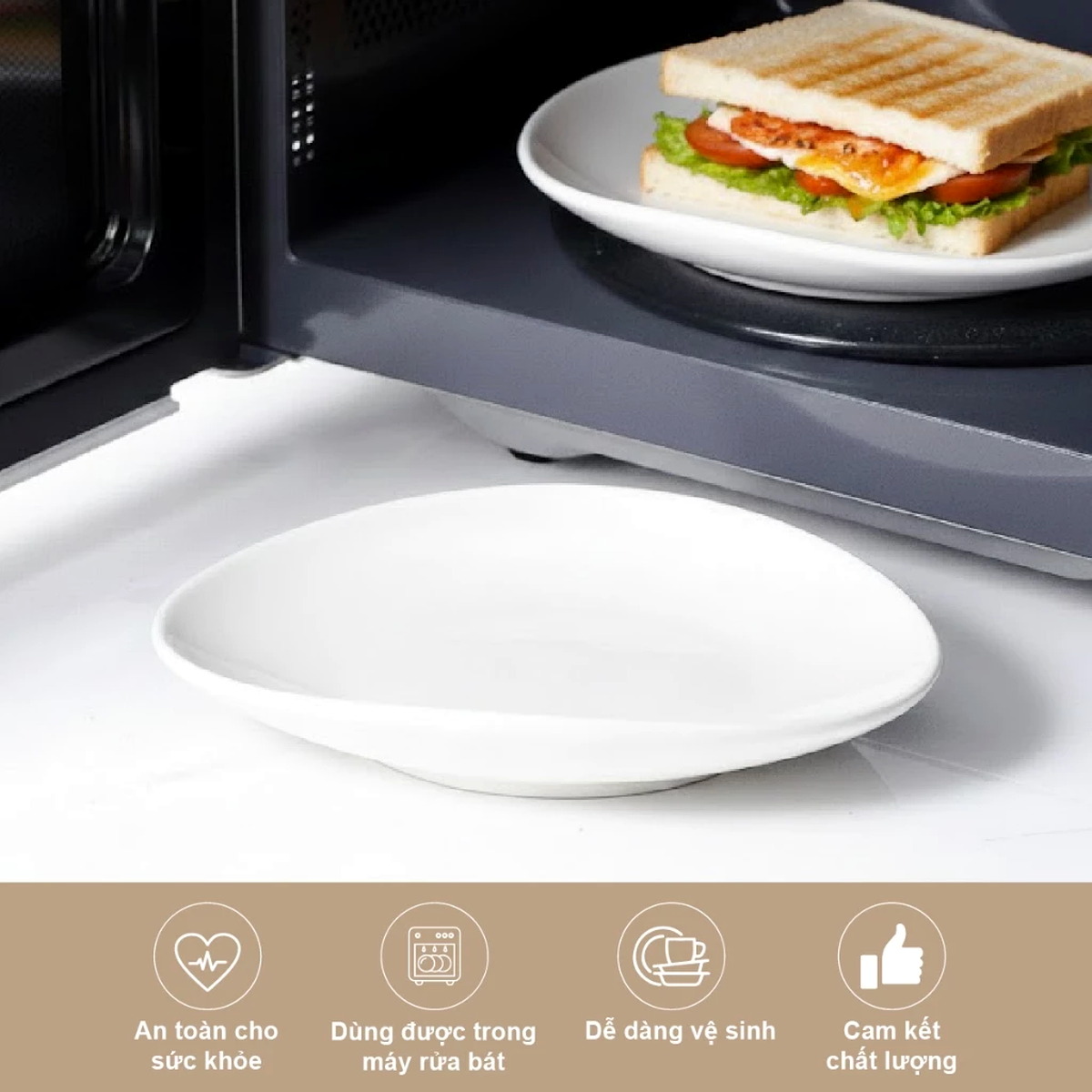 Đĩa sứ oval cao cấp trắng trơn Lebenlang WB08