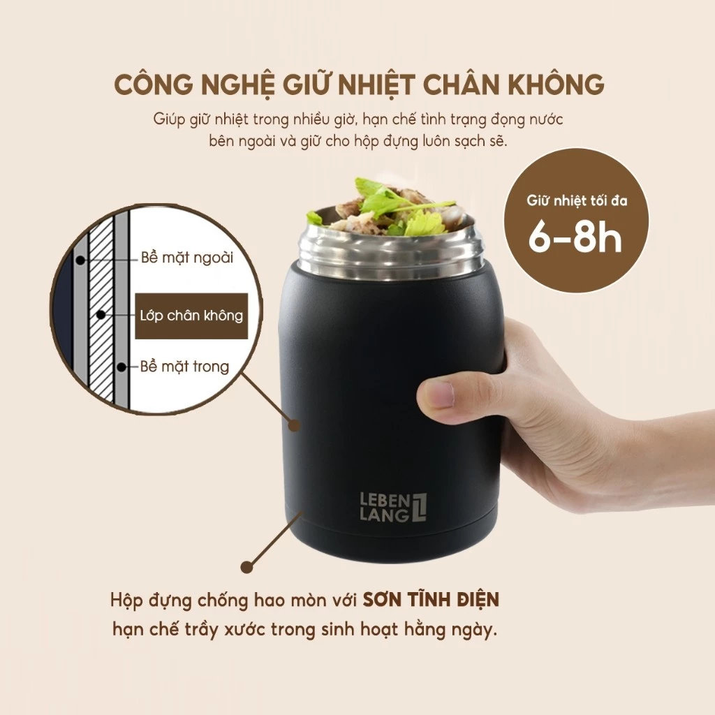 Hộp cơm giữ nhiệt inox 304 Lebenlang LBL3038