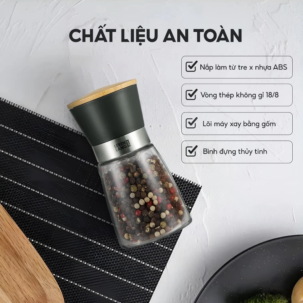 Dụng cụ xay tiêu thủy tinh Lebenlang LBL9595, dung tích 170ml