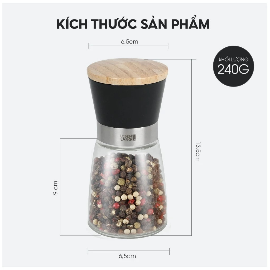 Dụng cụ xay tiêu thủy tinh Lebenlang LBL9595, dung tích 170ml