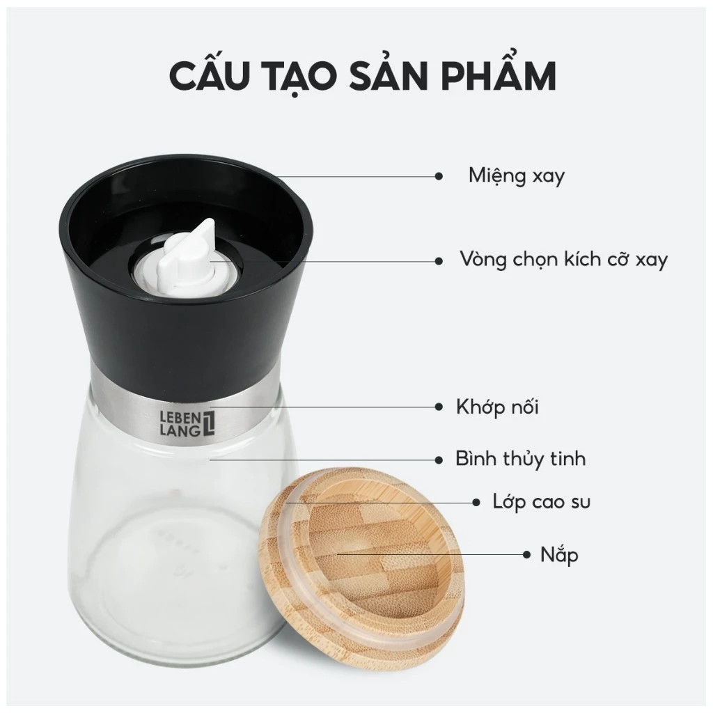 Dụng cụ xay tiêu thủy tinh Lebenlang LBL9595, dung tích 170ml