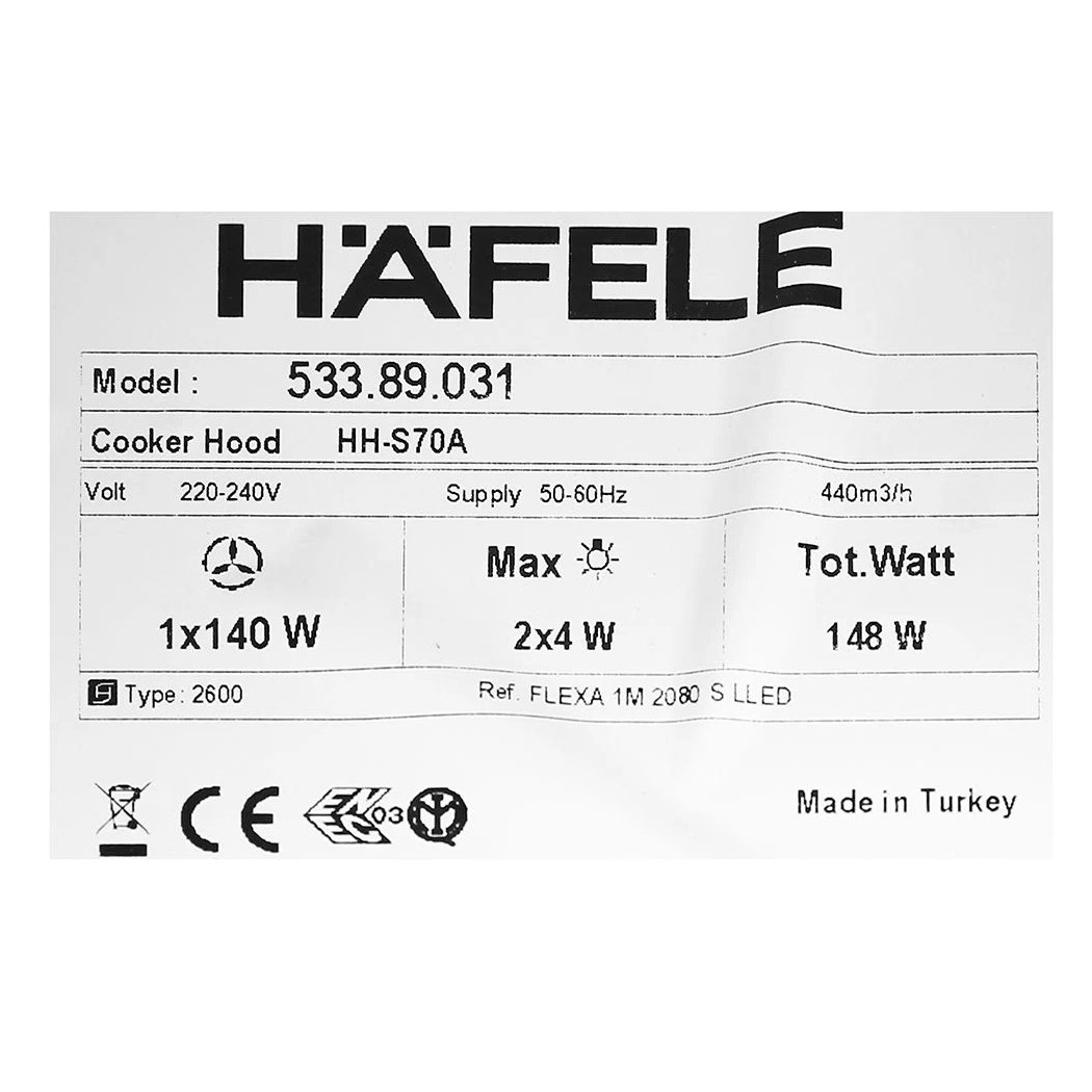 Máy hút mùi âm tủ Hafele HH-S70A (533.89.031) nhập khẩu Đức