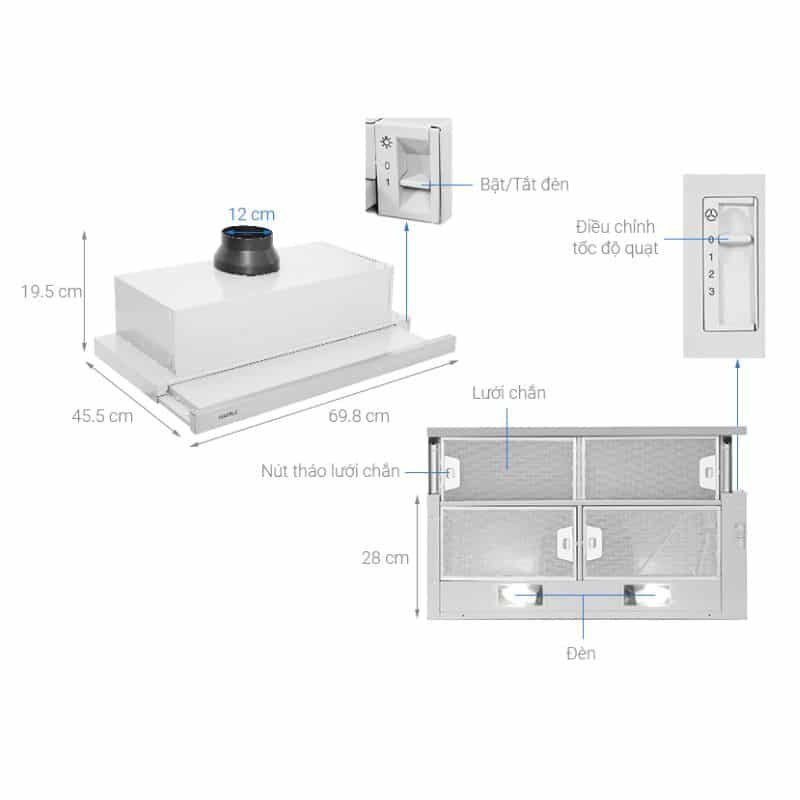 Máy hút mùi âm tủ Hafele HH-S70A (533.89.031) nhập khẩu Đức