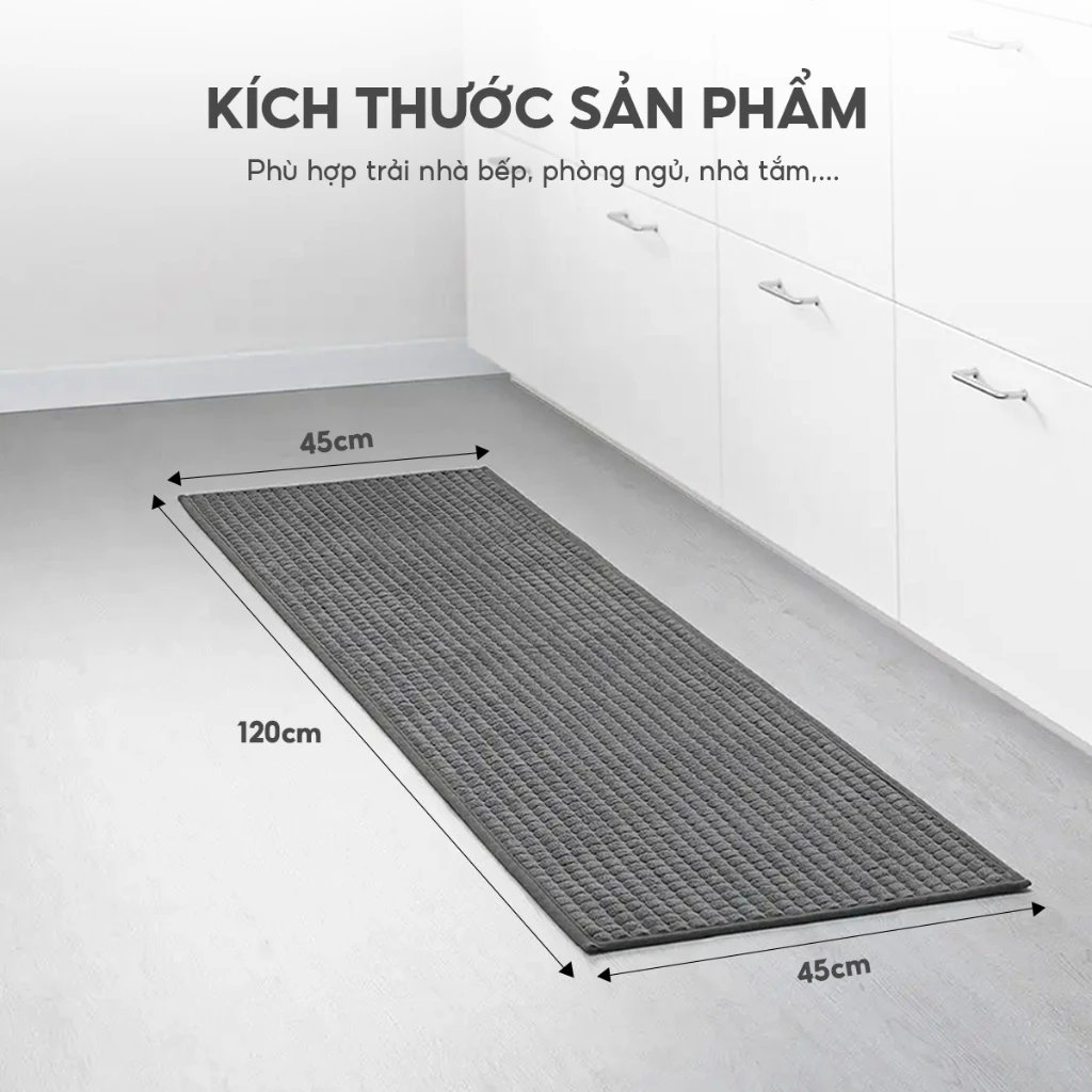 Thảm trải sàn siêu thấm nước Lebenlang LBL8585 size 45x120cm