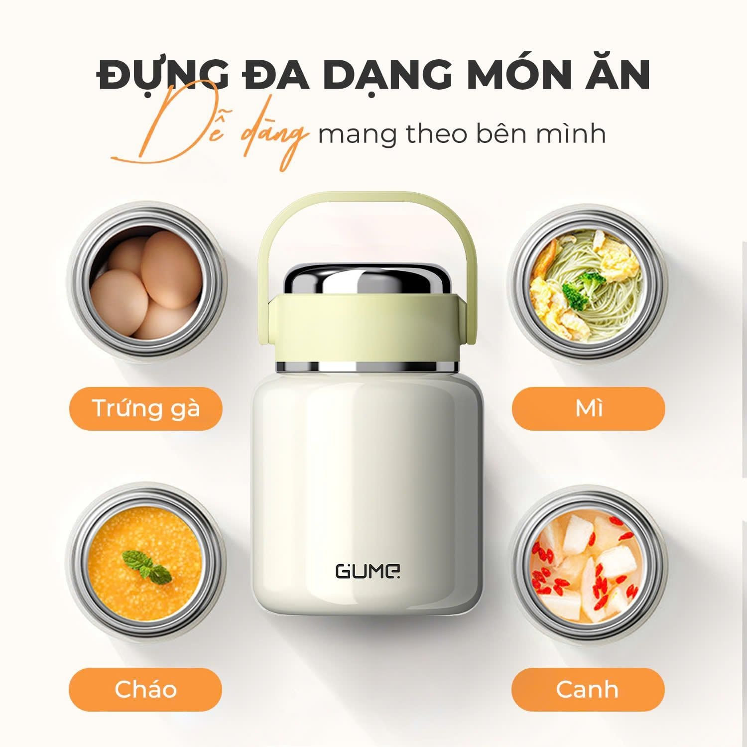 Bình ủ cháo giữ nhiệt inox 316 Gume GM-F188