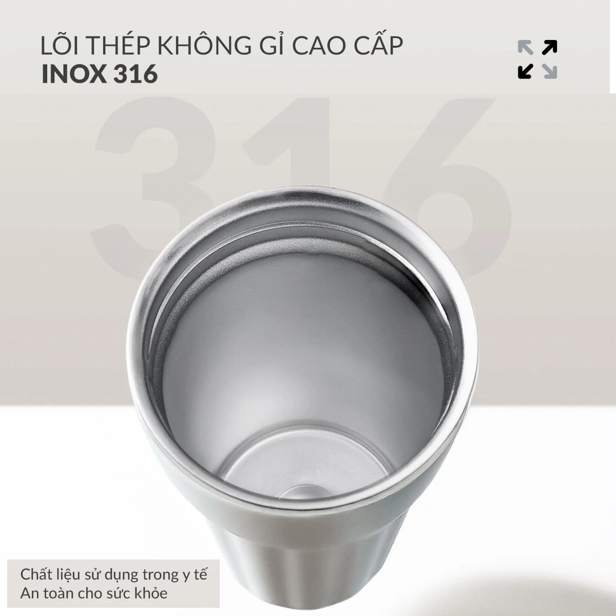 Cốc ủ nhiệt có phin lọc inox 316 Ongi Haatz HON500 dung tích 500ml