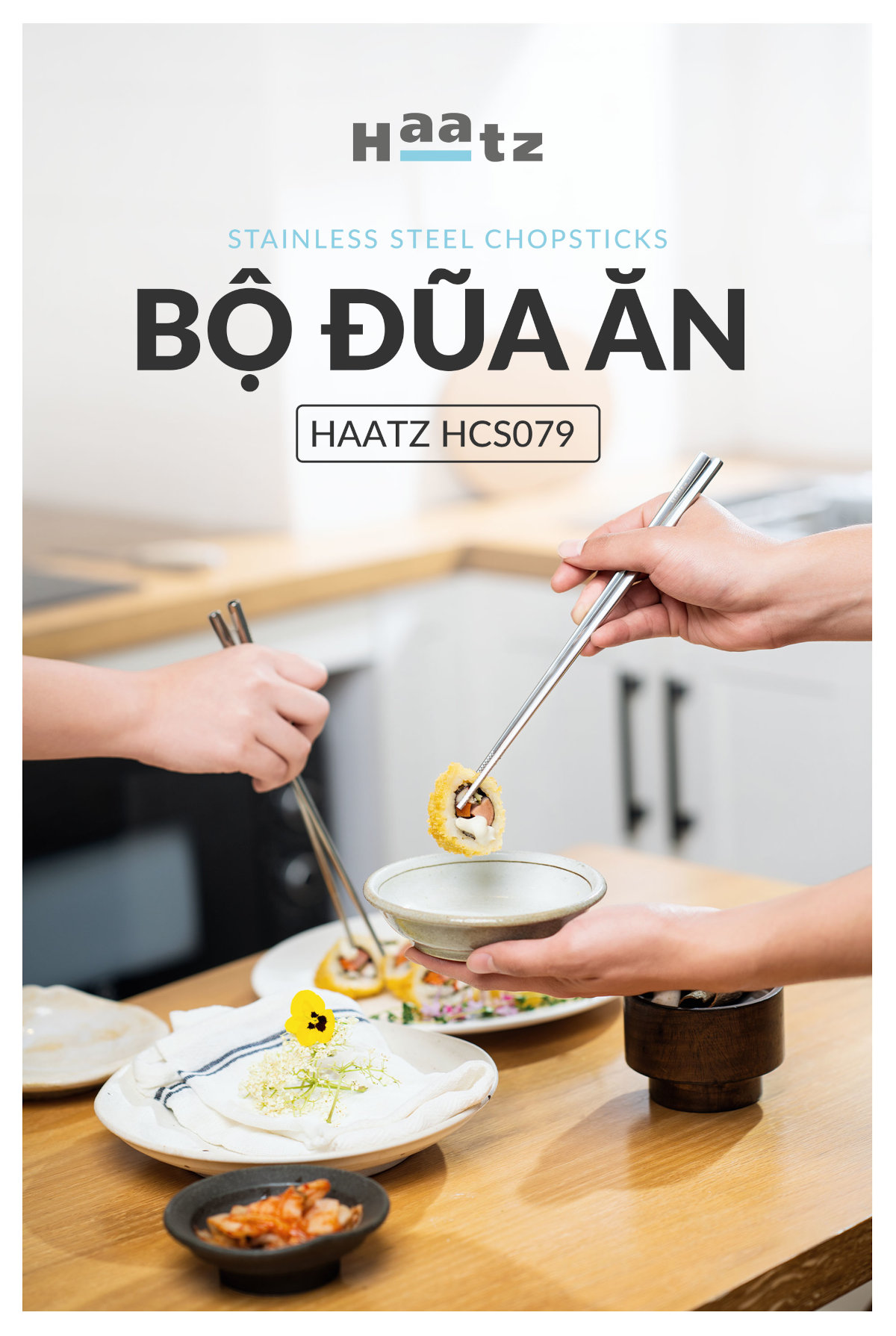 Bộ 10 đôi đũa inox 316L kháng khuẩn Haatz Hàn Quốc HCS079