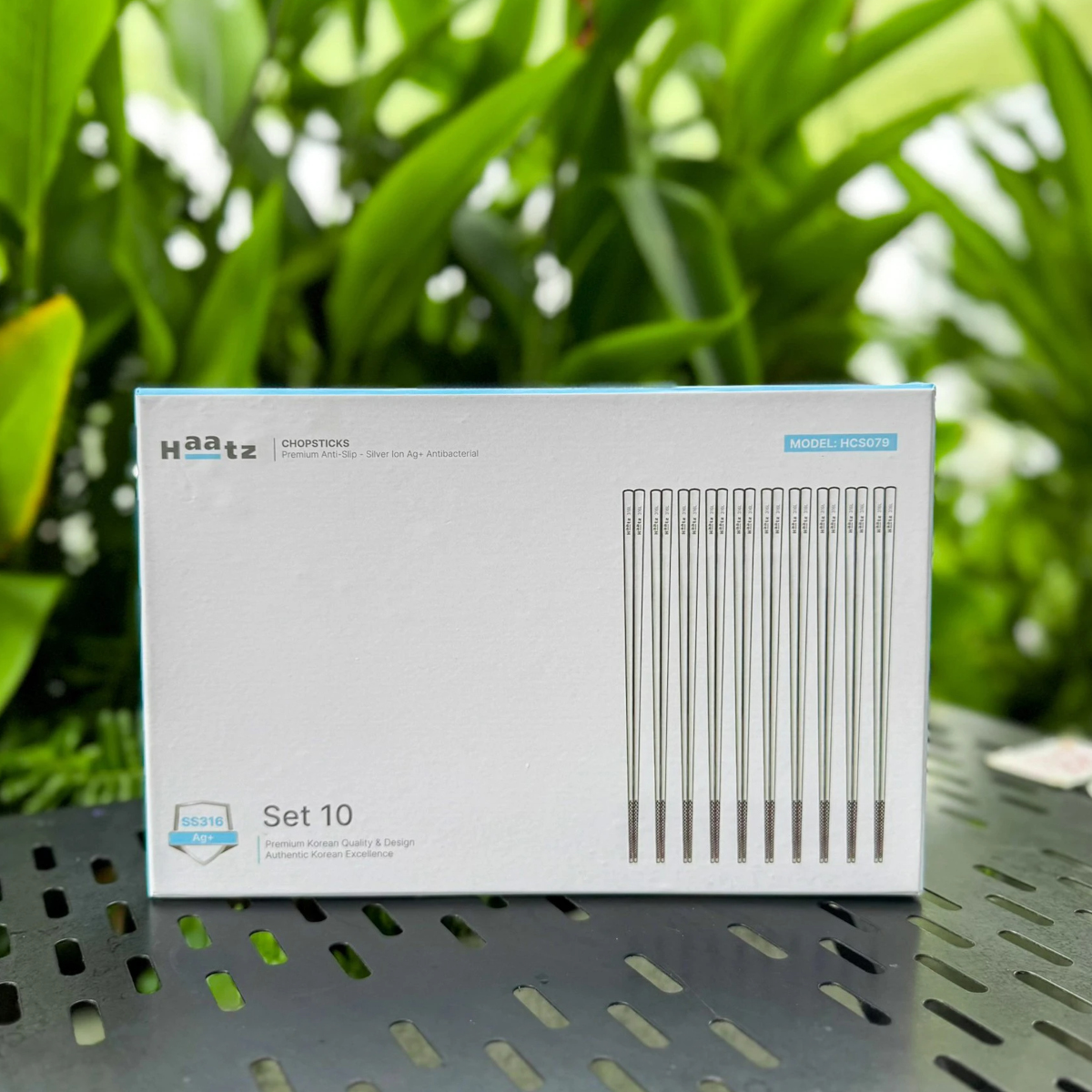 Bộ 10 đôi đũa inox 316L kháng khuẩn Haatz Hàn Quốc HCS079