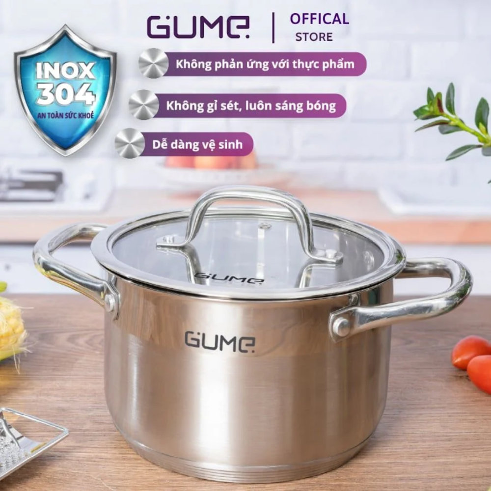 Bộ 3 nồi Inox 304 đáy 5 lớp Gume Hàn Quốc GMP19