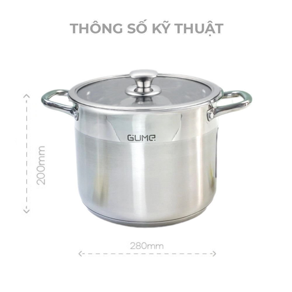 Nồi luộc gà Inox 304 đáy 5 lớp Gume Hàn Quốc 28cm