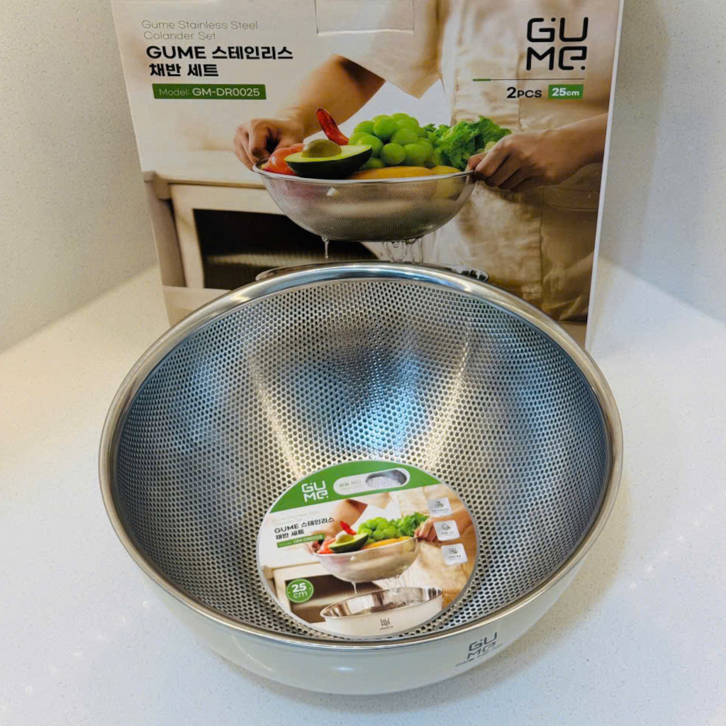 Bộ rổ chậu Inox 304 GUME Hàn Quốc GM-DR0025 size 25cm