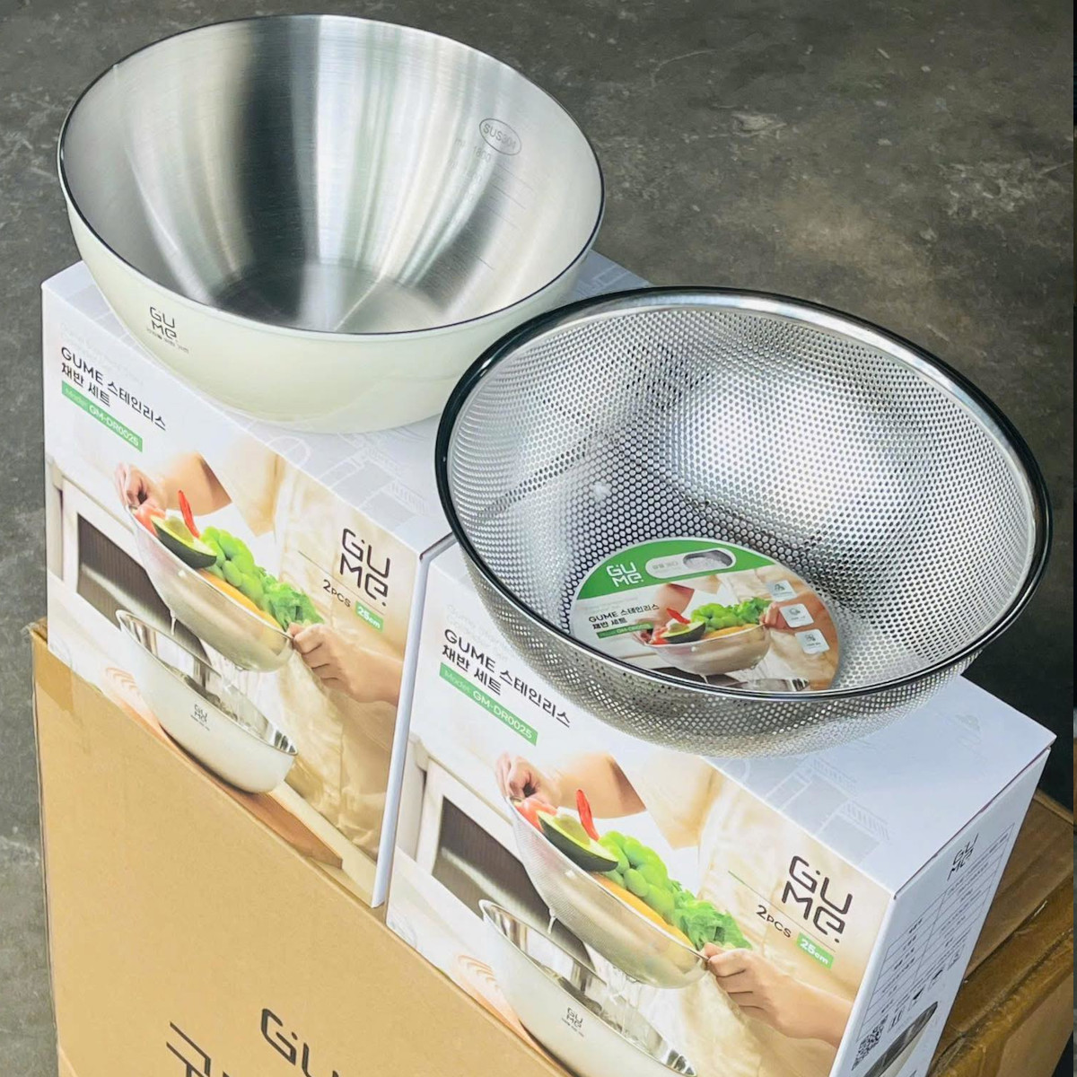 Bộ rổ chậu Inox 304 GUME Hàn Quốc GM-DR0025 size 25cm