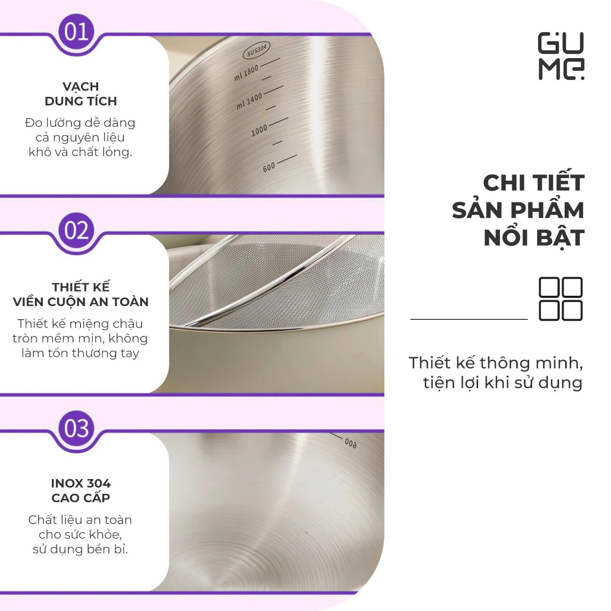 Bộ rổ chậu Inox 304 GUME Hàn Quốc GM-DR0025 size 25cm