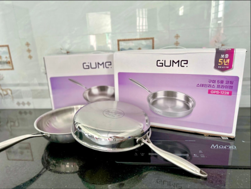 Chảo Inox 5 Lớp liền khối Gume Hàn Quốc GPS-1228 size 28cm