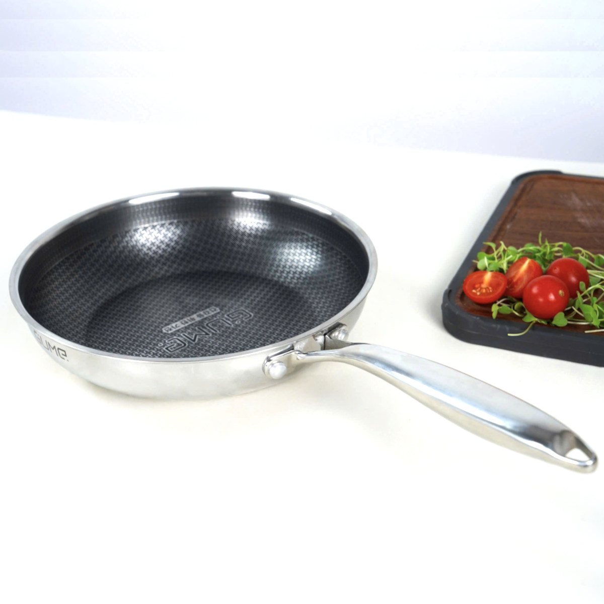 Chảo inox 18/10 chống dính Blackcube Gume Korea GM1324N vung kính