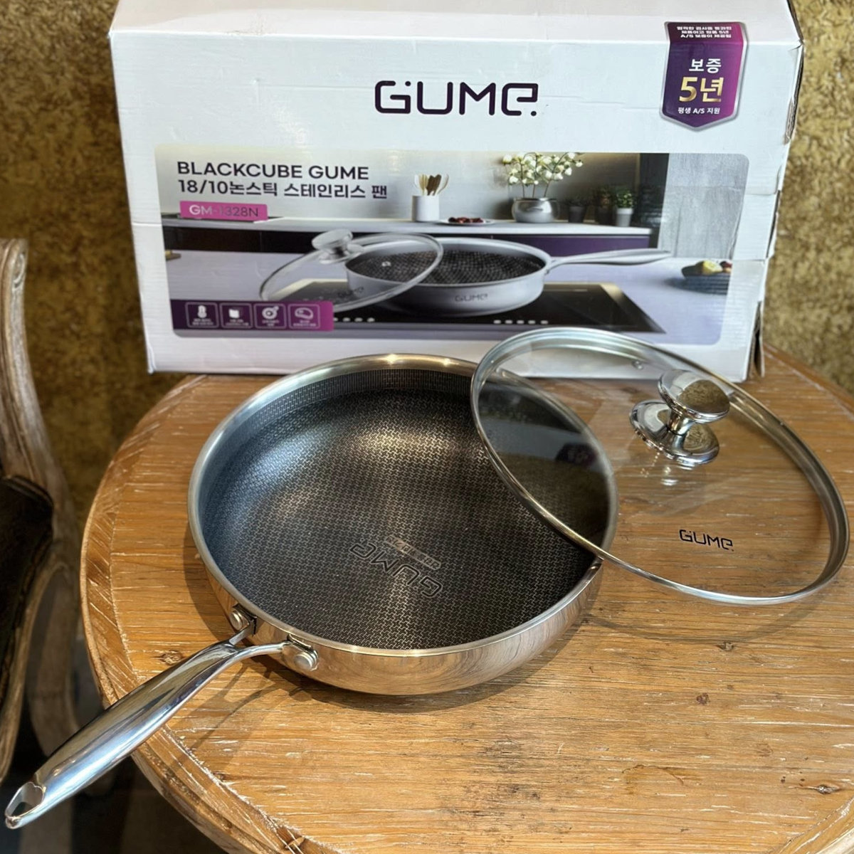chảo inox 18/10 chống dính Blackcube Gume GM1328N 