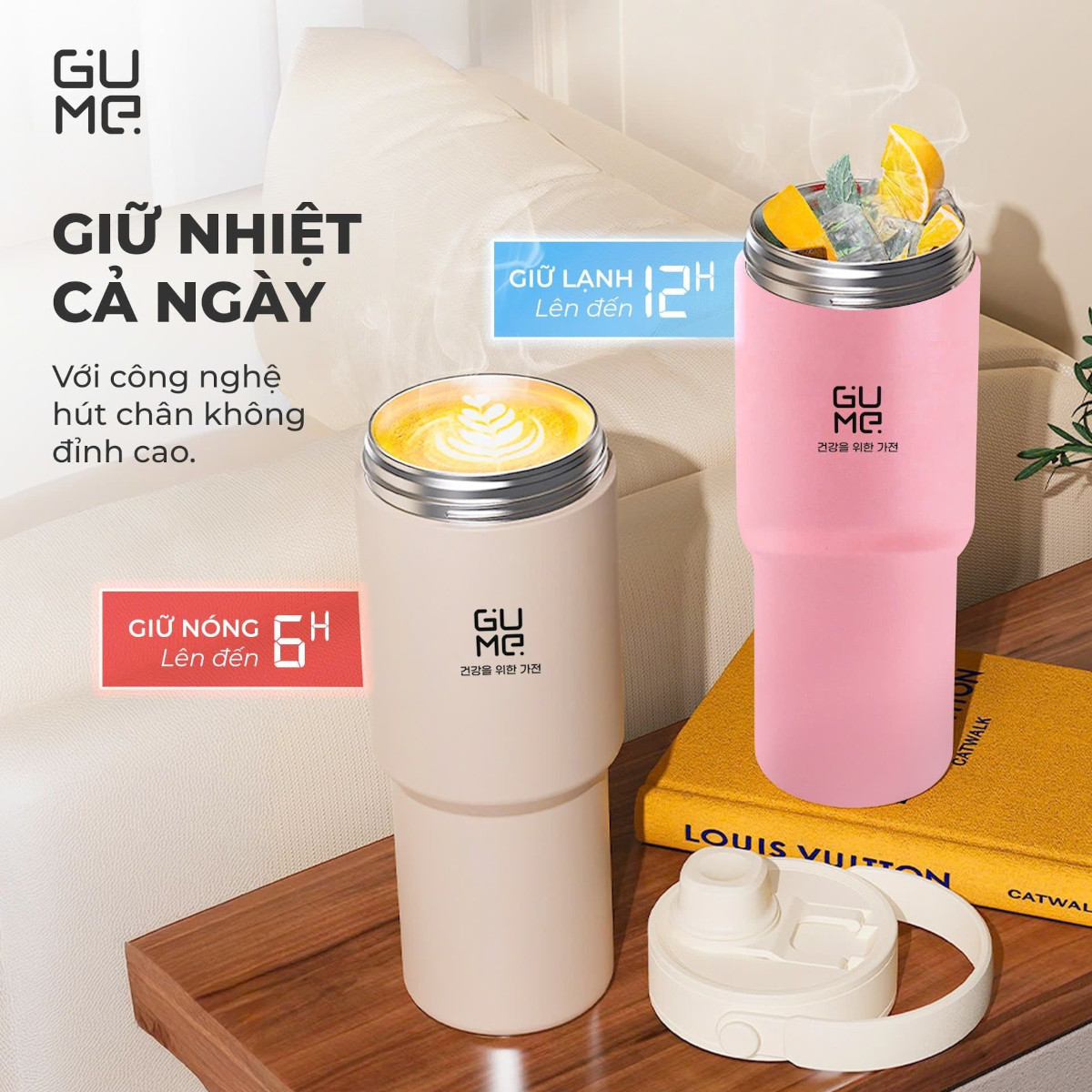 Cốc giữ nhiệt Inox 316 phủ gốm GUME GM-F3301 dung tích 735ml
