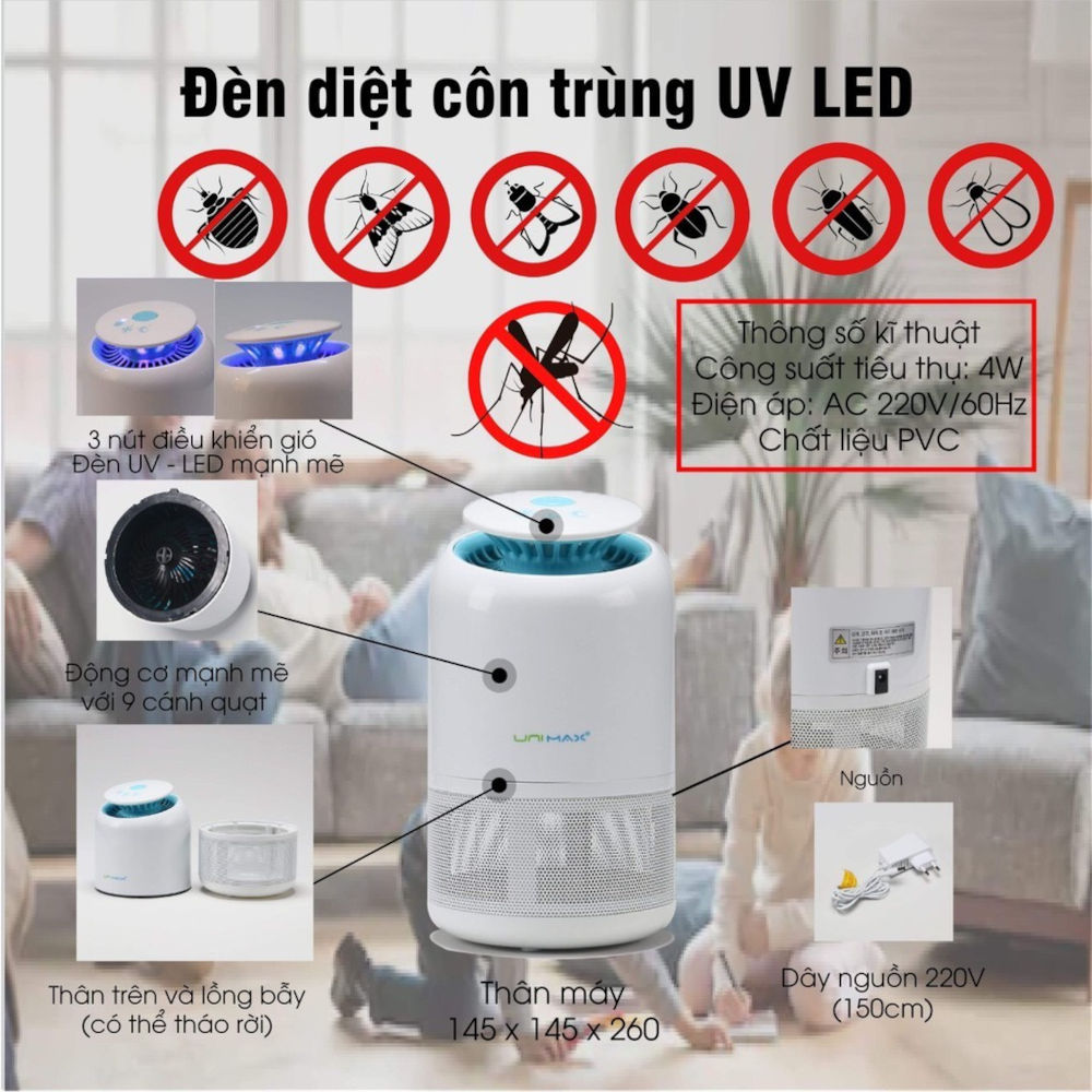 Đèn bắt muỗi và đuổi côn trùng Unimax Hàn Quốc UMB-501W