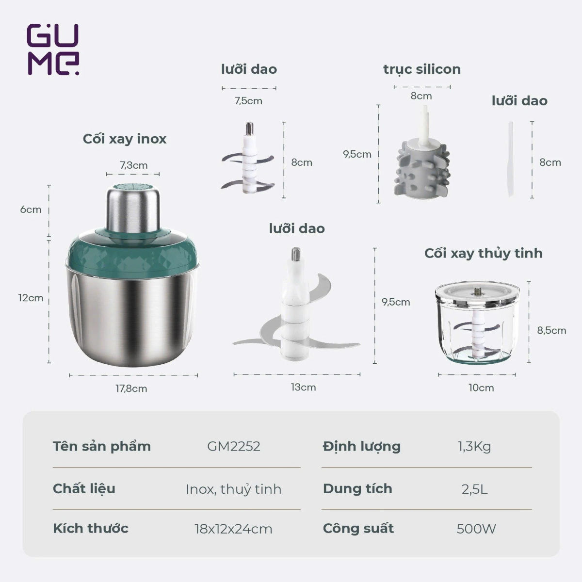 Máy xay thịt đa năng Gume Hàn Quốc GM-2252