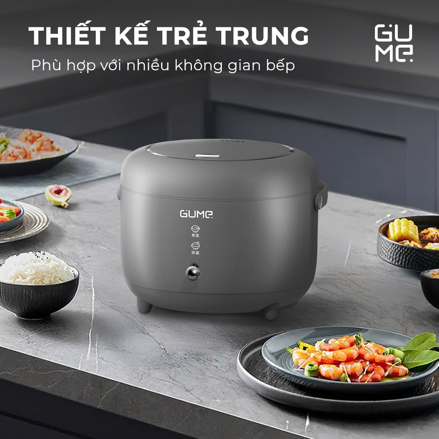 Nồi cơm điện đá Maifanite chống dính Gume Korea GM-RC13 dung tích 1,2L