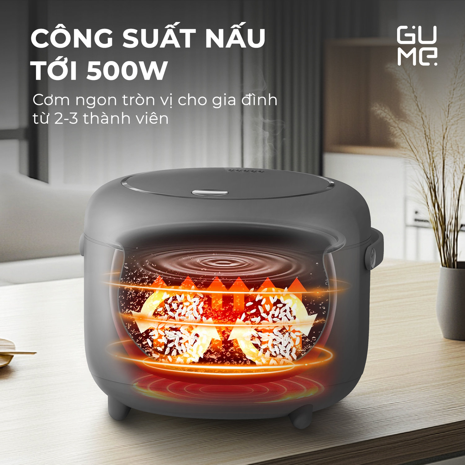 Nồi cơm điện đá Maifanite chống dính Gume Korea GM-RC13 dung tích 1,2L