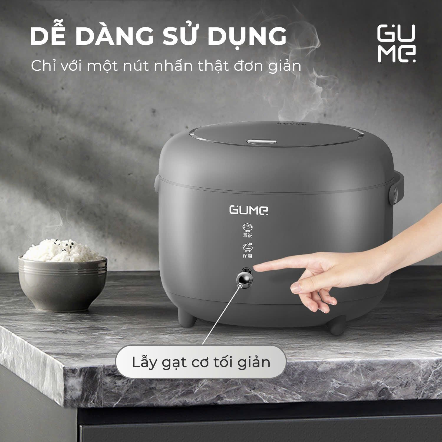 Nồi cơm điện đá Maifanite chống dính Gume Korea GM-RC13 dung tích 1,2L